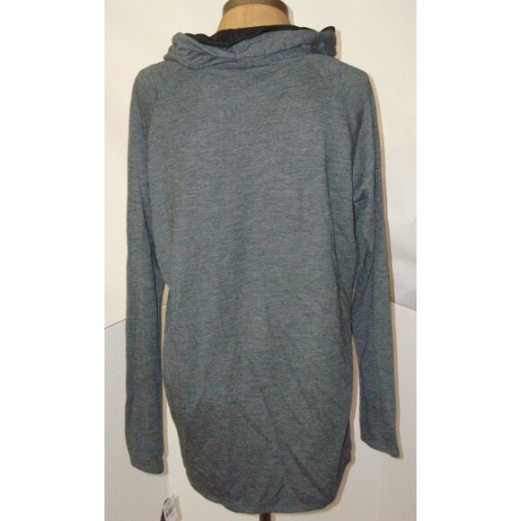 NWT New Designer Josie Natori Top Blouse Black Gray Womens S Long Sleeves Cowl - Picture 3 of 3